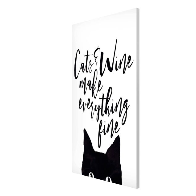 Magnettafel Tiere Cats and Wine make everything fine