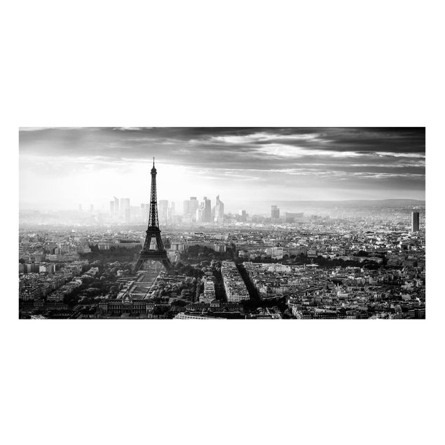 Magnettafel Skyline Der Eiffelturm von Oben Schwarz-weiß