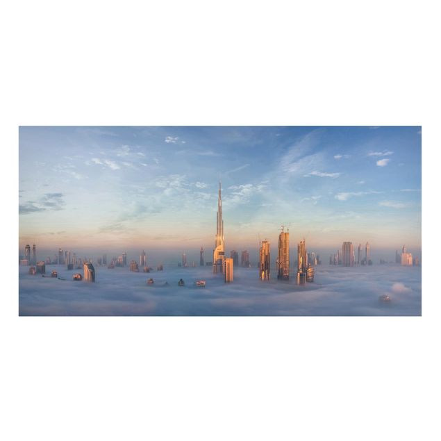 Magnettafel Skyline Dubai über den Wolken