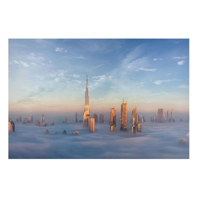 Magnettafel Skyline Dubai über den Wolken