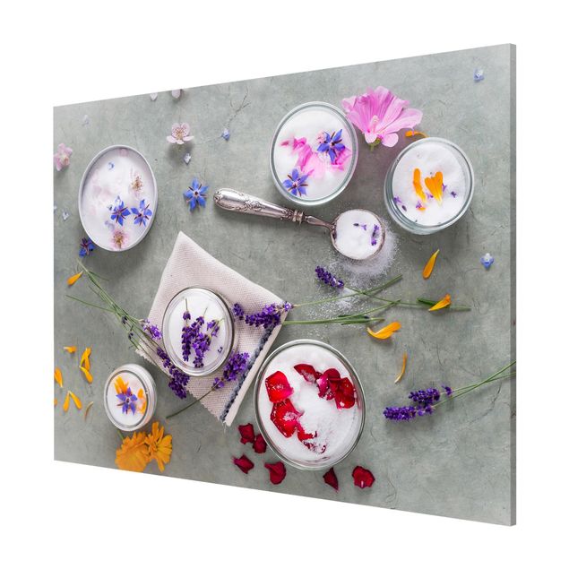 Memoboard Essbare Blüten mit Lavendelzucker