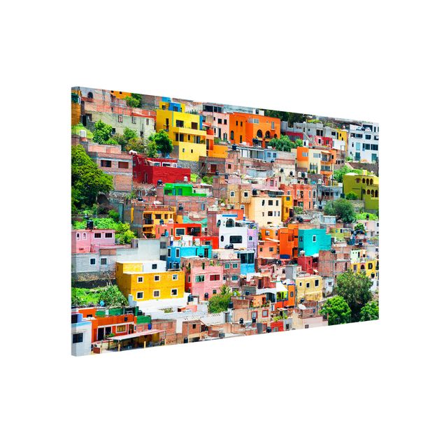 Magnettafel Büro Farbige Häuserfront Guanajuato