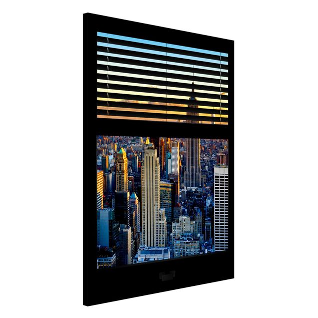 Magnettafel Büro Fensterausblick Jalousie - Sonnenaufgang New York