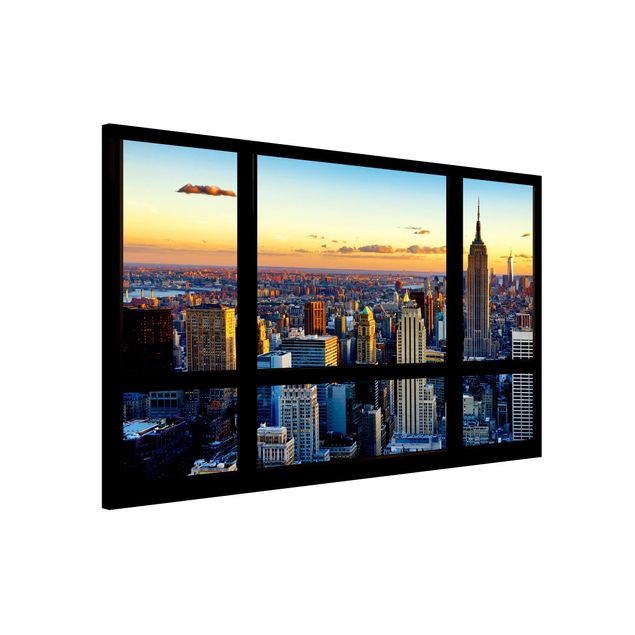Magnettafel Büro Fensterausblick - Sonnenaufgang New York