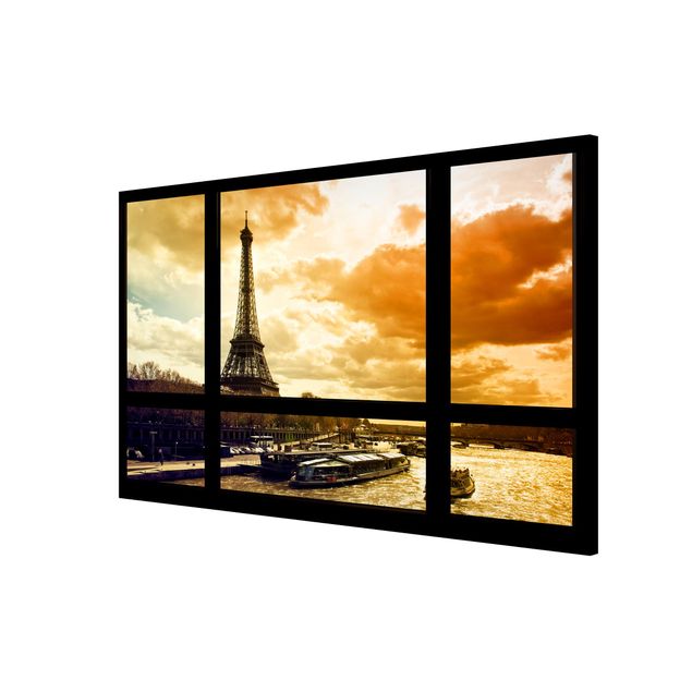 Kunstdruck Philippe Hugonnard Fensterblick - Paris Eiffelturm Sonnenuntergang