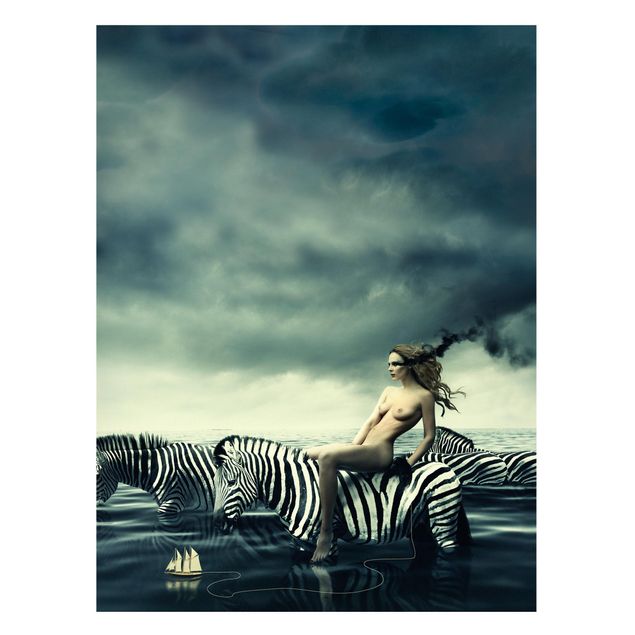Magnettafel Büro Frauenakt mit Zebras
