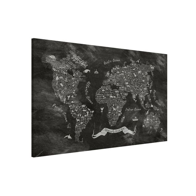 Weltkarte Tafel Kreide Typografie Weltkarte