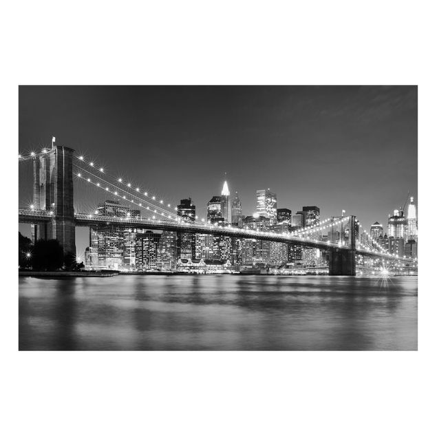 Magnettafel Skyline Nighttime Manhattan Bridge II