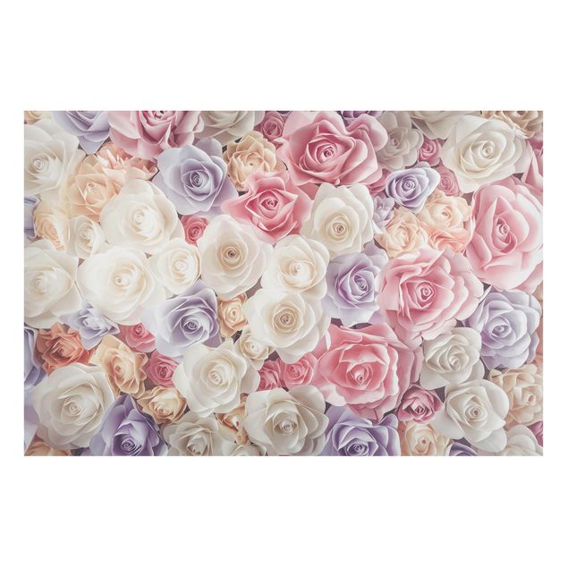 Magnettafel Blumen Pastell Paper Art Rosen