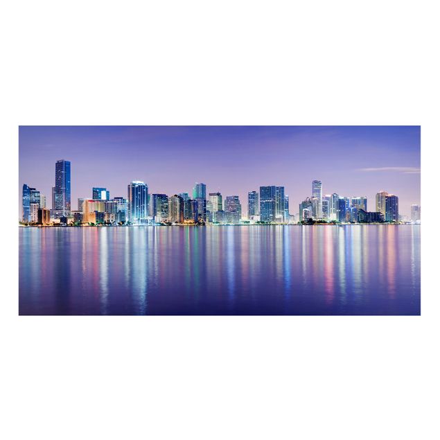 Magnettafel Skyline Purple Miami Beach
