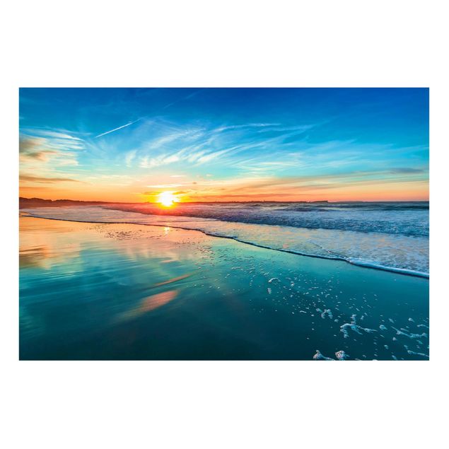 Magnettafel Strand Romantischer Sonnenuntergang am Meer
