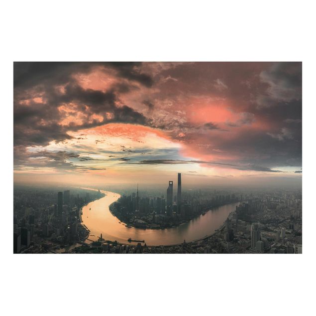 Magnettafel Skyline Shanghai am Morgen