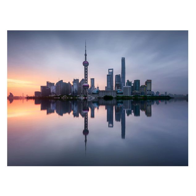 Magnettafel Skyline Shanghai Skyline Morgenstimmung