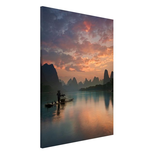 Magnettafel Büro Sonnenaufgang über chinesischem Fluss
