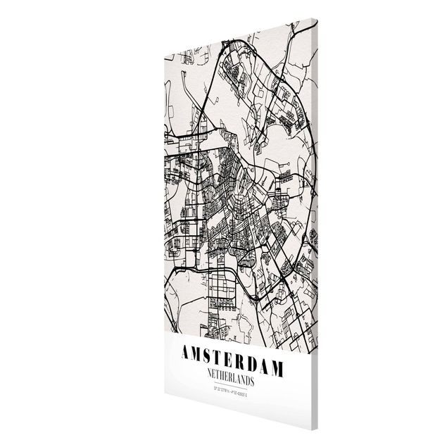 Magnettafel schwarz Stadtplan Amsterdam - Klassik
