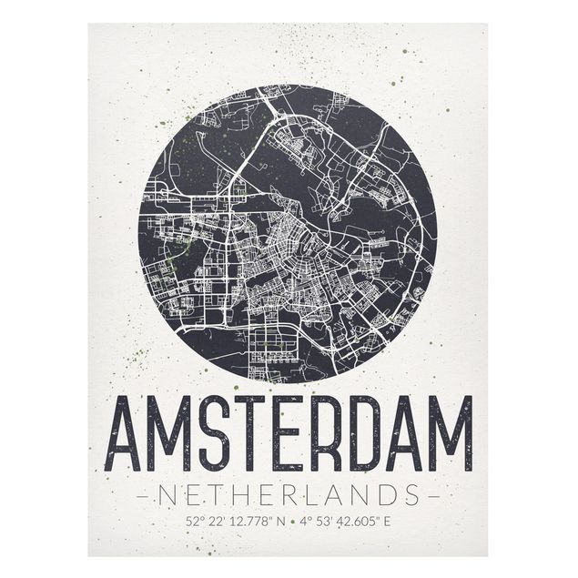 Magnettafel Sprüche Stadtplan Amsterdam - Retro