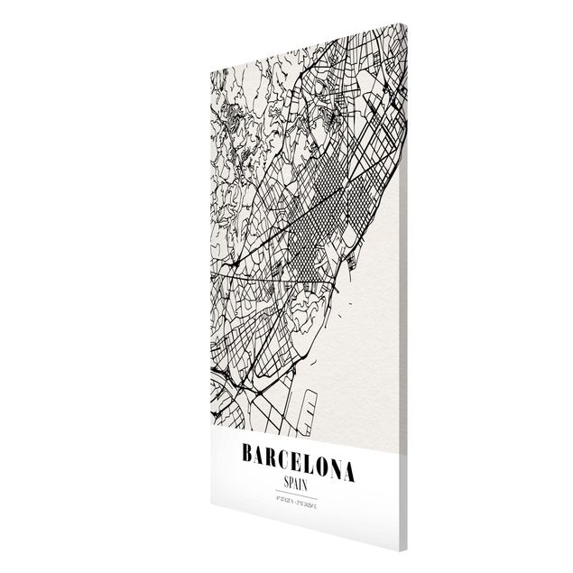 Magnettafel schwarz Stadtplan Barcelona - Klassik