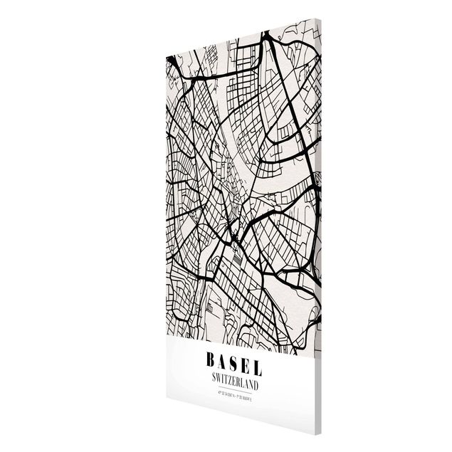 Magnettafel schwarz Stadtplan Basel - Klassik
