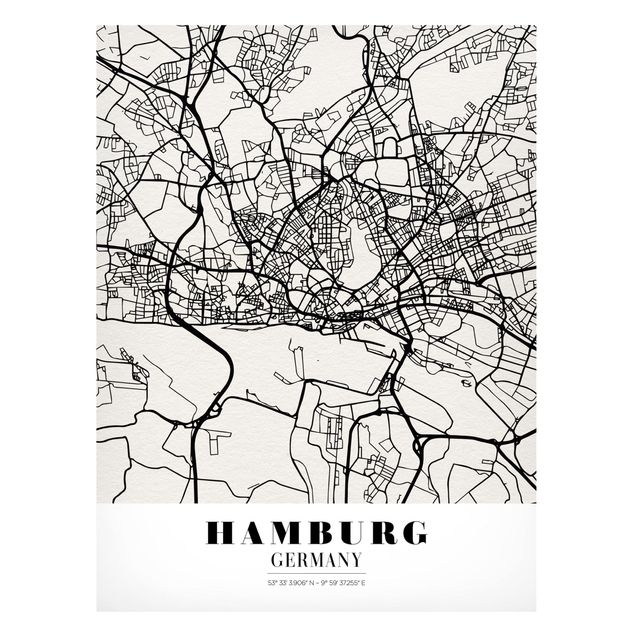 Magnettafel Sprüche Stadtplan Hamburg - Klassik