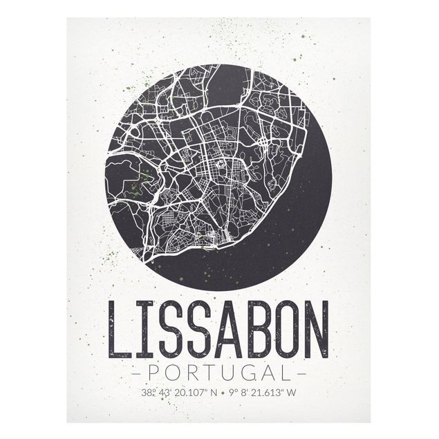 Weltkarte Tafel Stadtplan Lissabon - Retro