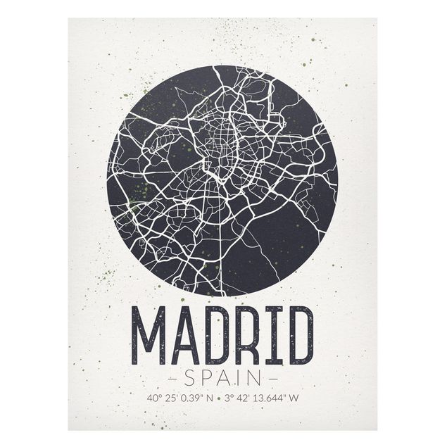 Magnettafel Weltkarte Stadtplan Madrid - Retro