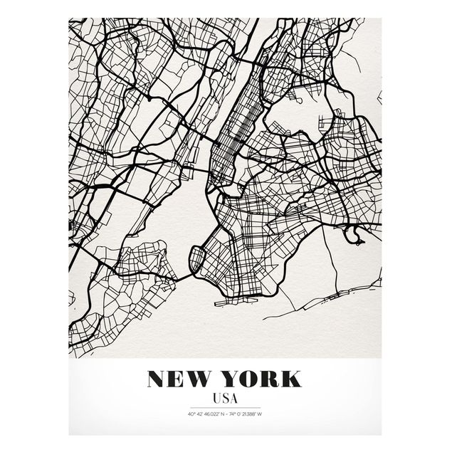 Weltkarte Tafel Stadtplan New York - Klassik
