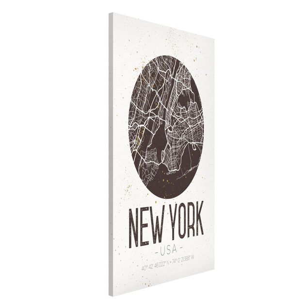 Weltkarte Magnettafel Stadtplan New York - Retro