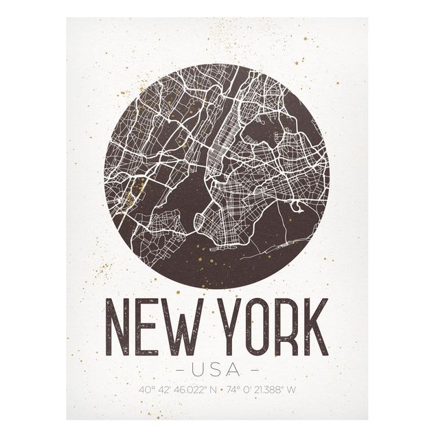 Magnettafel Sprüche Stadtplan New York - Retro