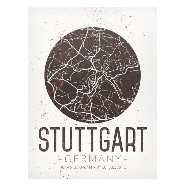 Magnettafel Sprüche Stadtplan Stuttgart - Retro