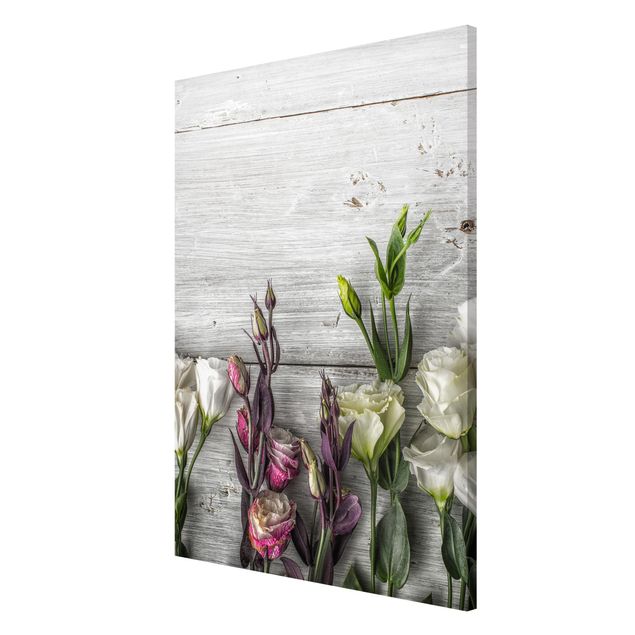 Schöne Wandbilder Tulpen-Rose Shabby Holzoptik