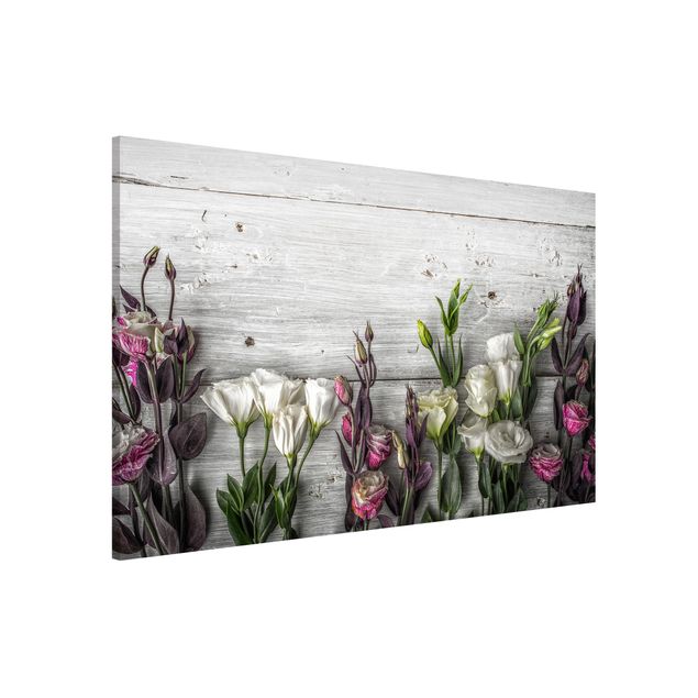 Schöne Wandbilder Tulpen-Rose Shabby Holzoptik