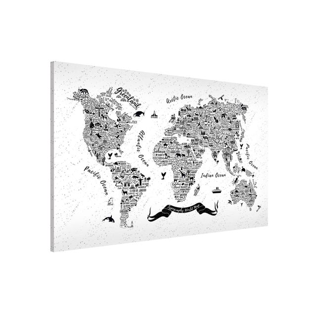 Wandbilder Tiere Typografie Weltkarte weiß