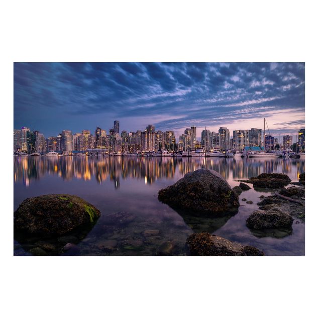 Magnettafel Skyline Vancouver im Sonnenuntergang