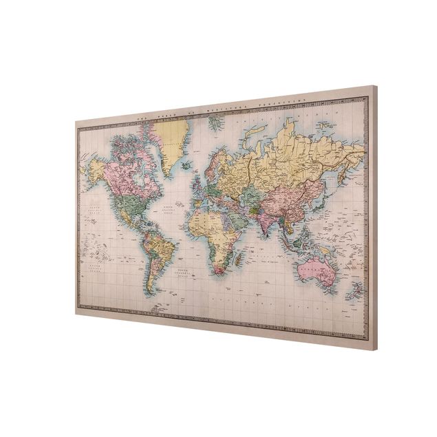Wandbilder Vintage Weltkarte um 1850