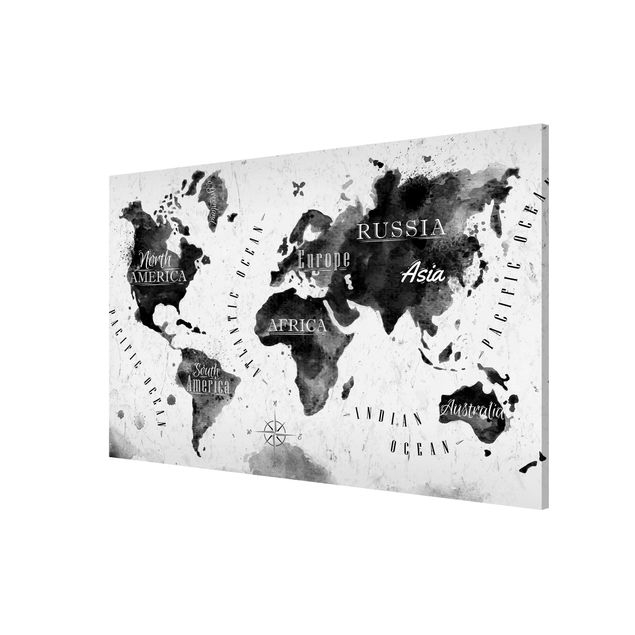Wandbilder Weltkarte Aquarell schwarz