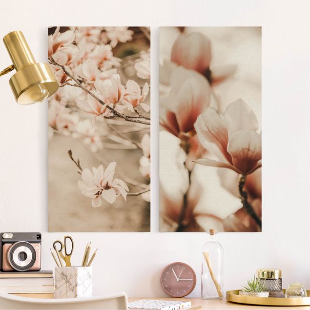Leinwand Bilder XXL Magnolienblüten Set