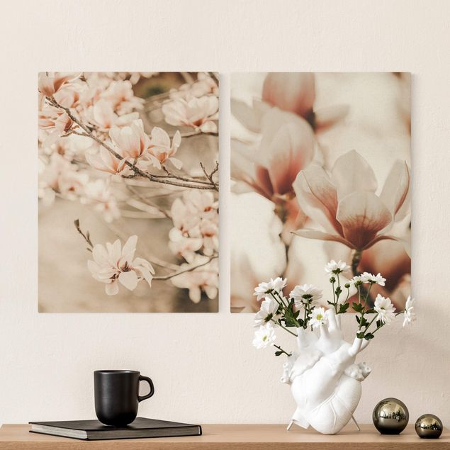 Leinwand Bilder XXL Magnolienblüten Set