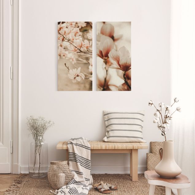 Wandbilder Blumen Magnolienblüten Set