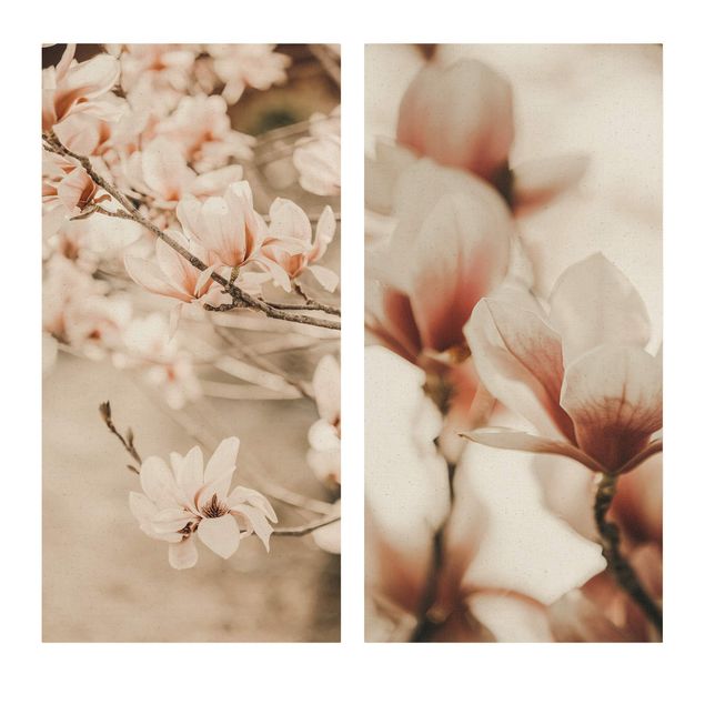 Schöne Leinwandbilder Magnolienblüten Set