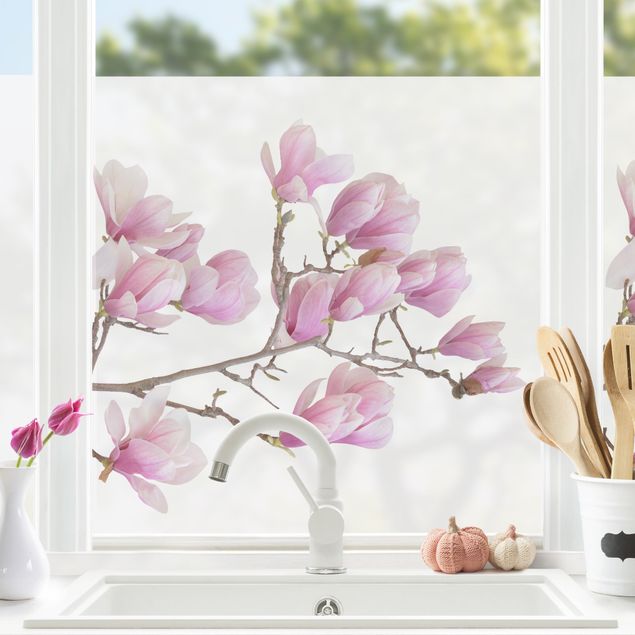 Frühling Fensterdeko Magnolienzweig
