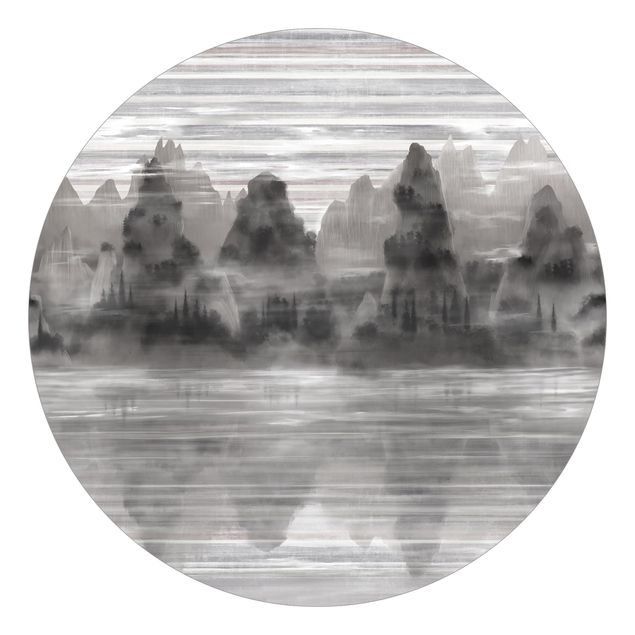 Moderne Tapeten Malerische Berge im mystischem Nebel