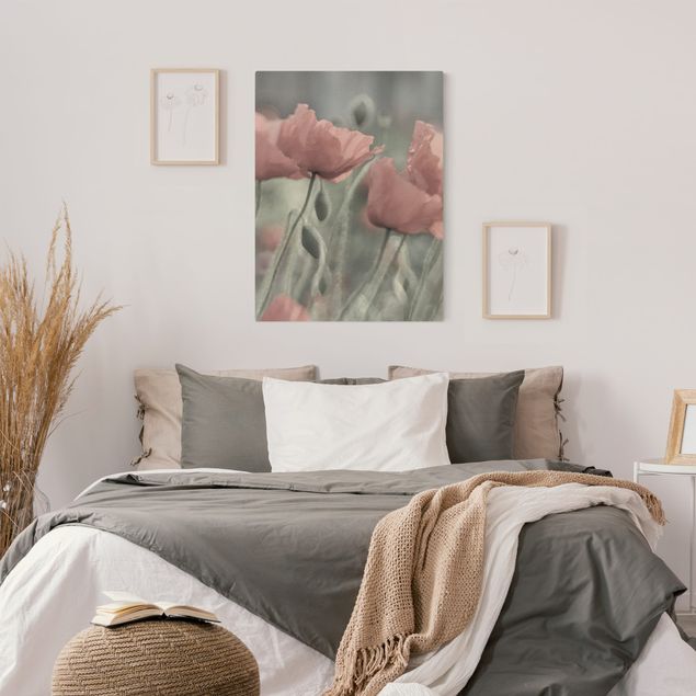 Wandbilder Wohnzimmer modern Malerische Mohnblumen