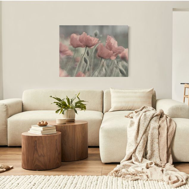 Wandbilder Wohnzimmer modern Malerische Mohnblumen