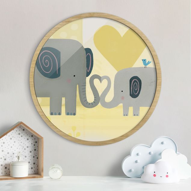 Bild rund Mama und ich - Elefanten