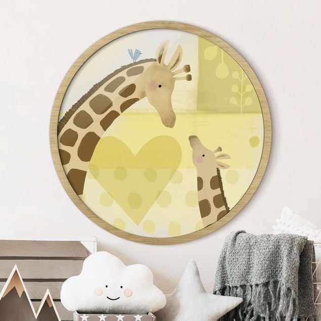 Wandbild rund Mama und ich - Giraffen