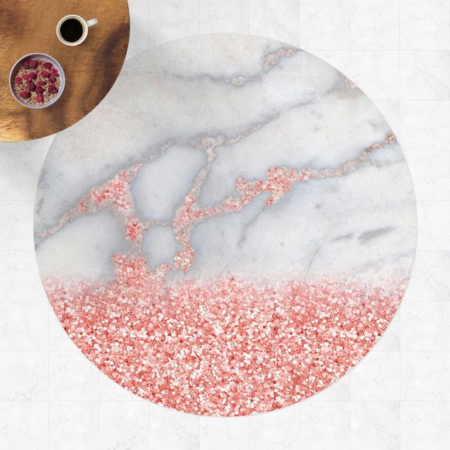 Teppiche Marmoroptik mit Rosa Konfetti