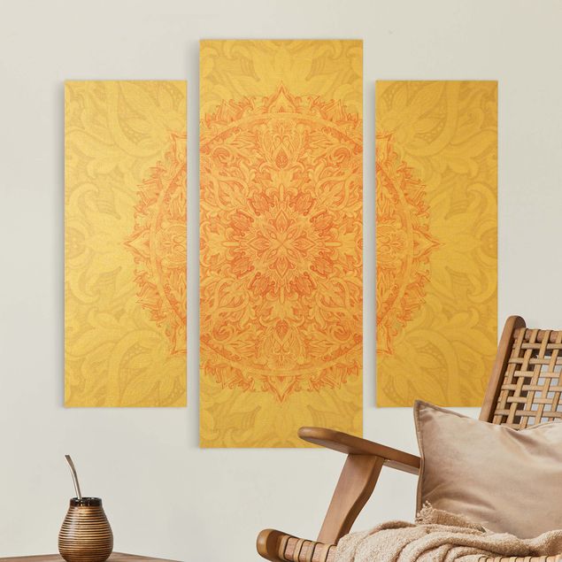 Leinwandbilder Wohnzimmer modern Mandala Aquarell Ornament beige orange