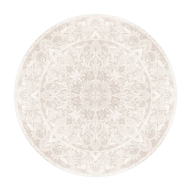 grosser Teppich Mandala Aquarell Ornament beige