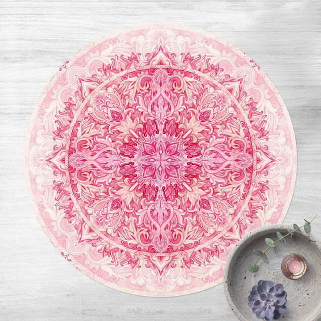 Teppiche Mandala Aquarell Ornament Muster pink