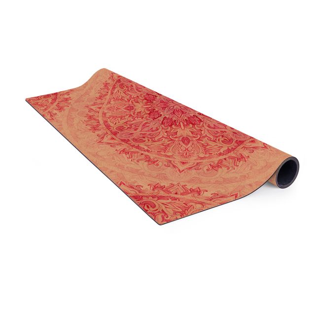 Teppich Esszimmer Mandala Aquarell Ornament Muster pink